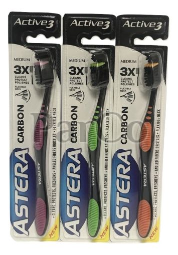 Четка за зъби Astera Active 3 Мedium Carbon - 1 БРОЙ
