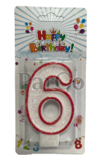 Свещ за рожден ден 7 см цифра №6