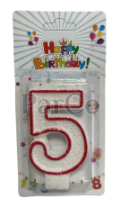 Свещ за рожден ден 7 см цифра №5