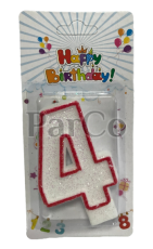 Свещ за рожден ден 7 см цифра №4