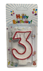 Свещ за рожден ден 7 см цифра №3