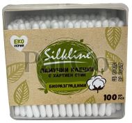 Клечки за уши Silkline с хартиен стик 100 броя