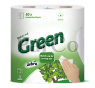 Кухненска ролка Zebra Eco трипластова 2бр 90 къса